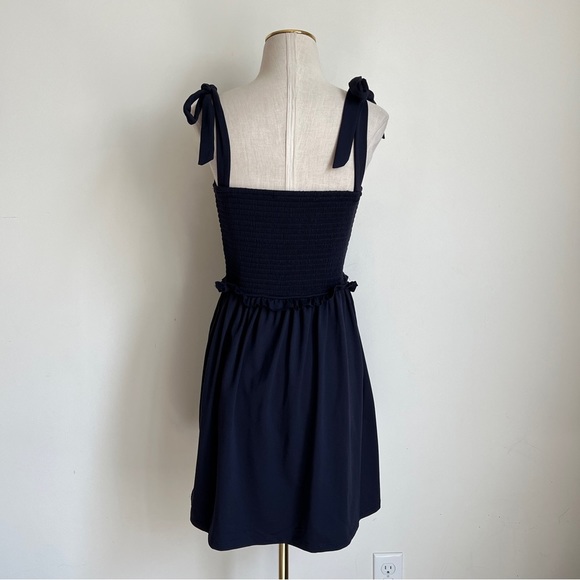 Susana Monaco Smocked Bodice Dress with Tie Straps in Midnight Size Small - Picture 6 of 7